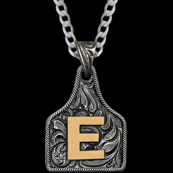 Medium Initial Cow Tag Necklace 